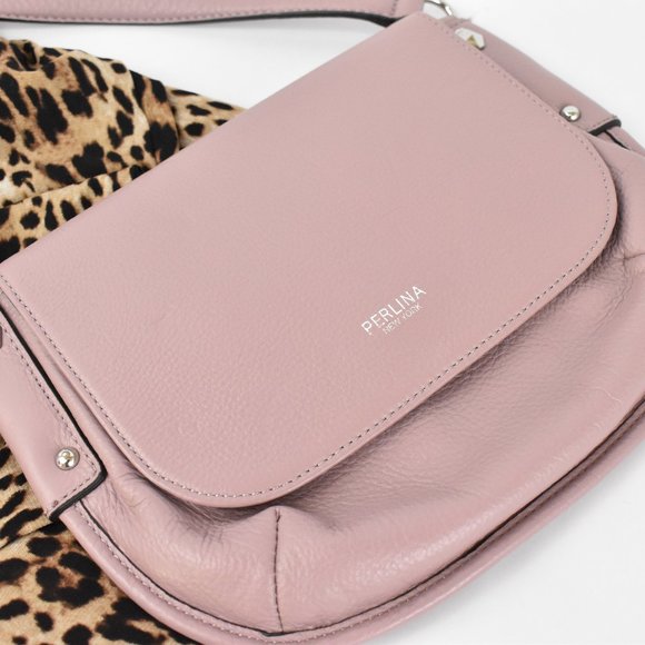 Perlina Handbags - PERLINA PINK LEATHER CROSSBODY PURSE
